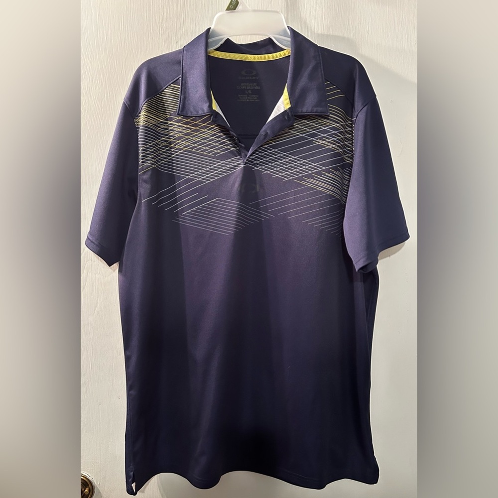 Oakley Navy and Yellow Polo Shirt Size L Reg
